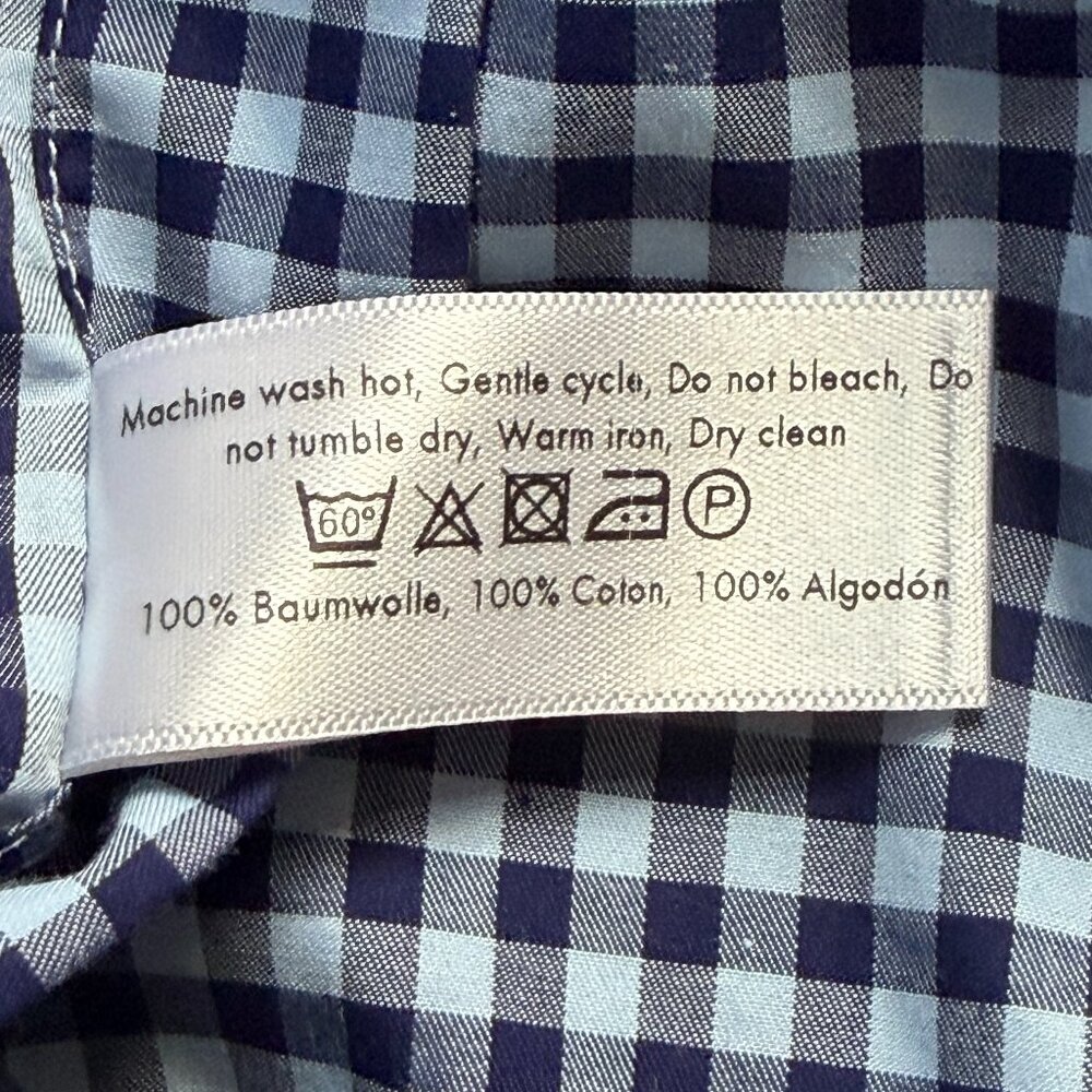 Eton Fit Dress Shirt Men's Sz. L - 42 / 16 1/2 - Blue White Gingham Pattern- EUC - Picture 12 of 15